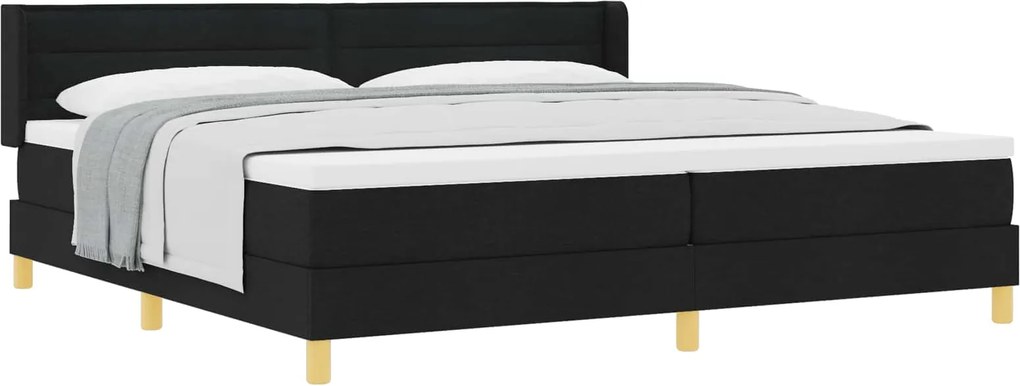 vidaXL Pat cu arcuri cu saltea Negru 200 x 200 cm țesătură