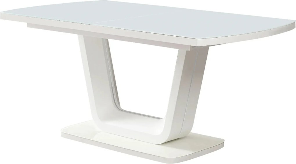 Masa extensibila OLAV, alb, sticla temperata, 160/200x90x75 cm