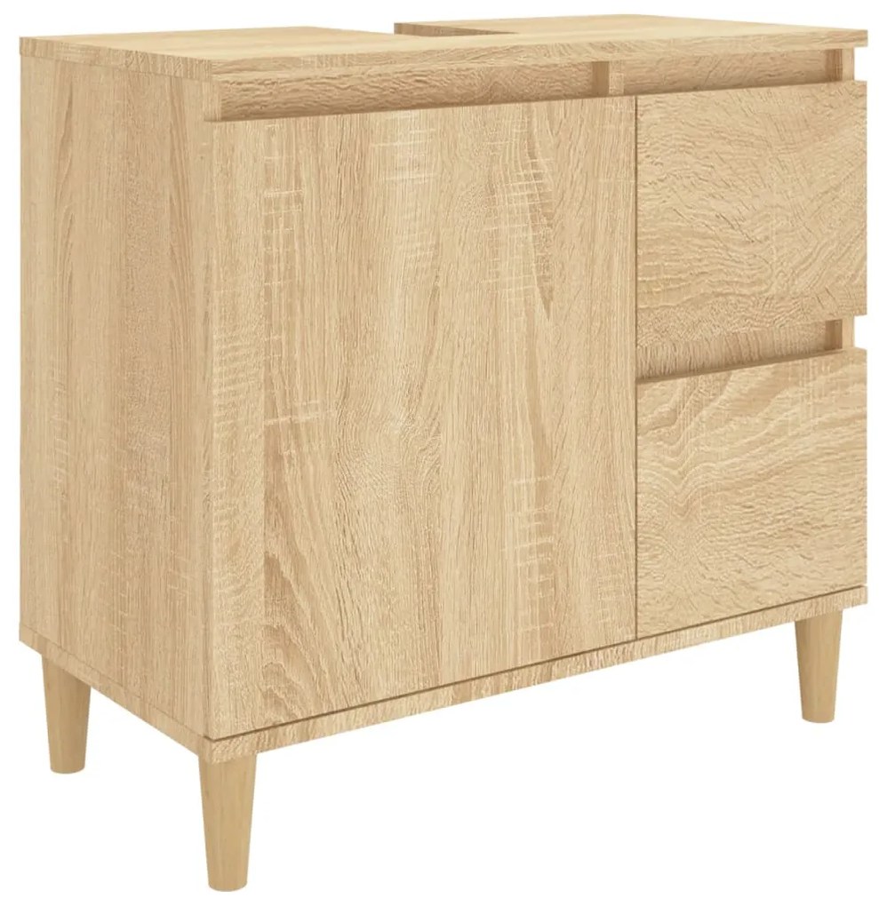 819823 vidaXL Dulap de baie, stejar sonoma, 65x33x60 cm, lemn prelucrat