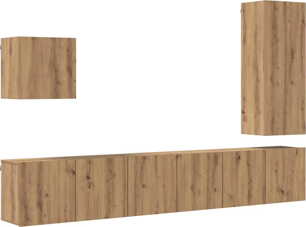 vidaXL Unitate TV de Perete 5 pcs Stejar Artizanal Lemn compozit