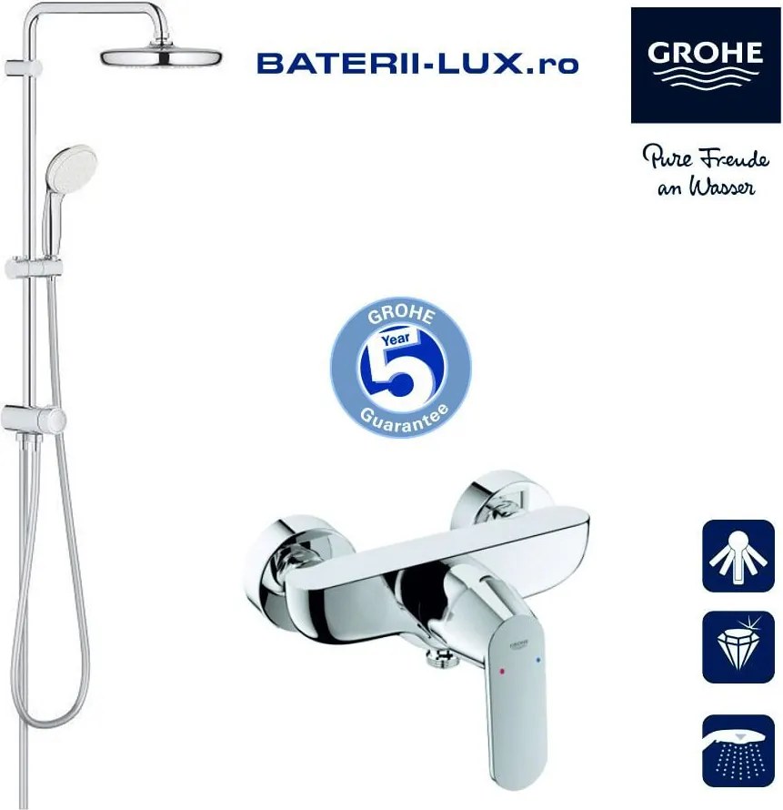 Sistem dus Grohe New Tempesta 250(2698001 )+baterie dus Eurosmart Cosmo(32837000)