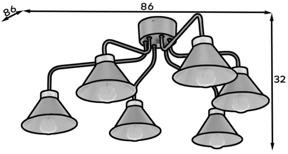 Candelabru cu sase becuri, 86x86x32 cm, Detmer, Eltap