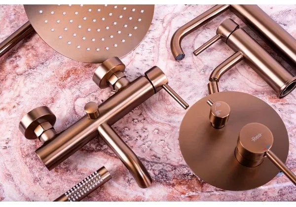 REA-P8807 - Set de duș LUNGO cu baterie termostatică, cupru periat