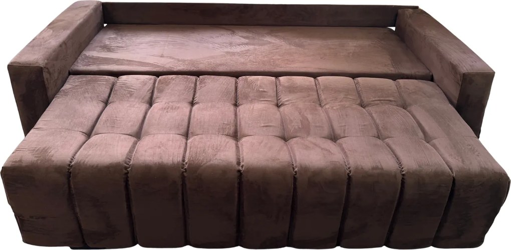 Canapea ZARA extensibila, 3 locuri, cu lada de depozitare, stofa suede maro , 220x95x80 Maro, Stofa Suede