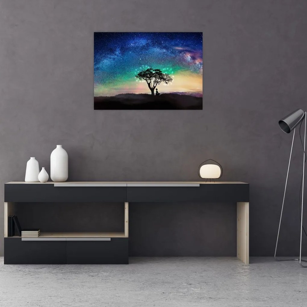 Tablou pe sticlă - Relaxare sub stele (70x50 cm)