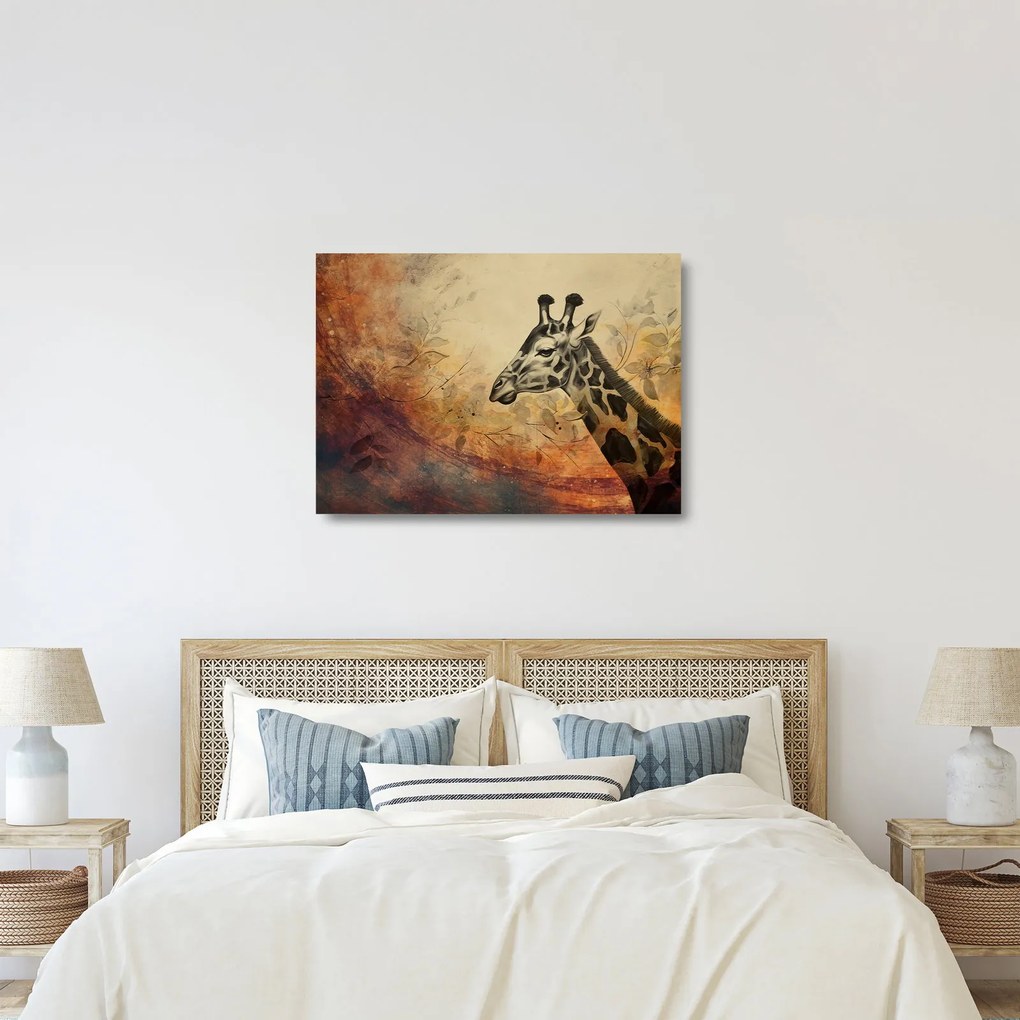 Tablou pe sticlă - Girafă, pictură (70x50 cm)