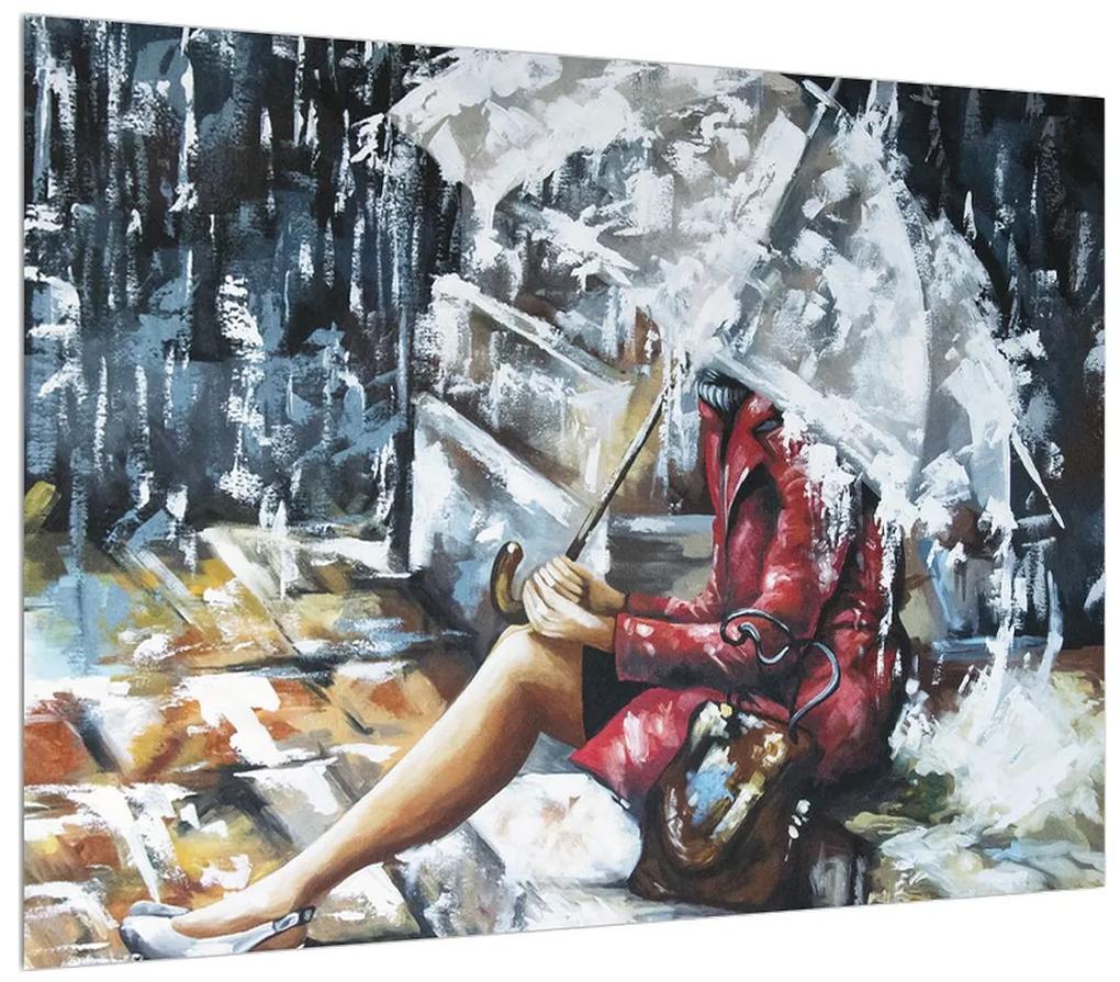 Tablou cu femeie sub umbrelă (70x50 cm), în 40 de alte dimensiuni noi