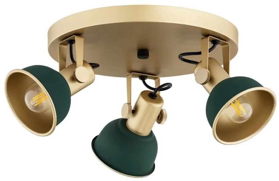 Plafoniera cu 3 spoturi directionabile design modern Lenora auriu, verde