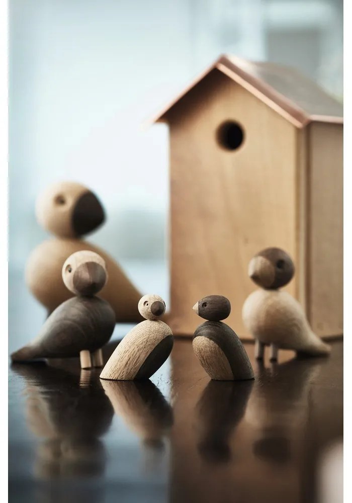 Set 2 statuete din lemn masiv de stejar Kay Bojesen Denmark Pair of Sparrows