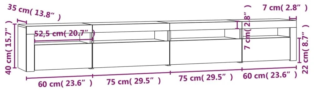 Comoda TV cu lumini LED, negru, 270x35x40 cm 1, Negru, 270 x 35 x 40 cm