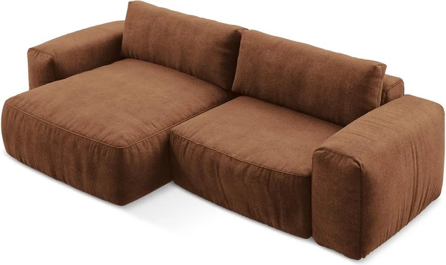 Colțar teracotă extensibil cu tapițerie din chenille (cu colț pe partea stângă/cu șezlong) Kuki – Makamii