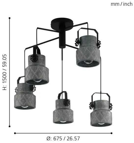 Eglo 39856 - Lustră aplicată HILCOTT 5xE27/40W/230V