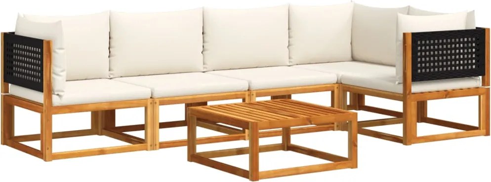 vidaXL Set canapele de grădină cu 6 piese și perne, lemn de salcâm și ratan