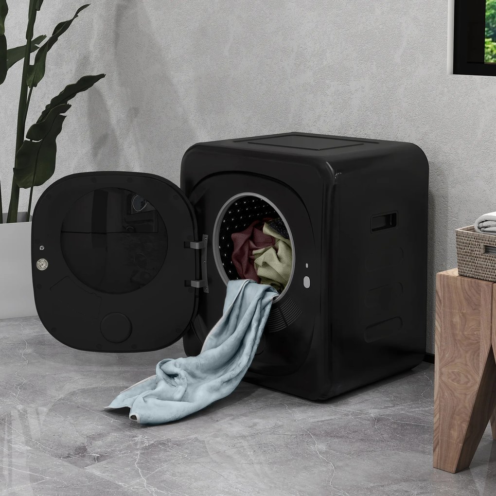 HOMCOM Uscător de Rufe cu Desinfecție UV, Design Compact, Capacitate 4 kg, Oțel Inoxidabil, Negru | Aosom Romania