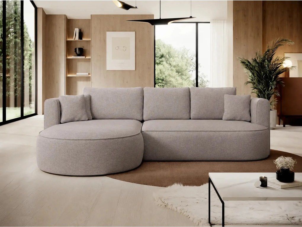 Coltar extensibil FIORE, sezlong stanga, stofa catifelata bej - Whispe