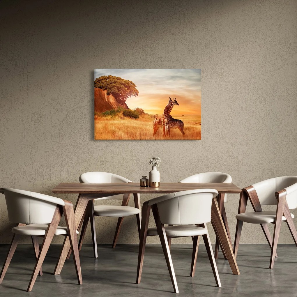Tablou Girafe în Africa (90x60 cm)