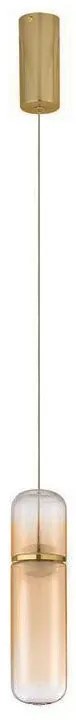 Pendul modern LED, Metal, Auriu, Sticla, Amber, Norma