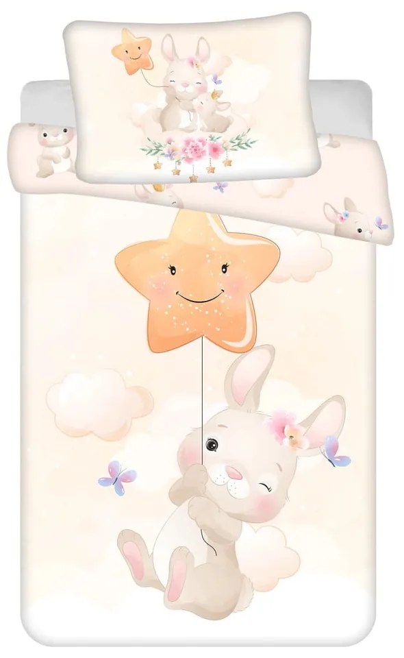 Lenjerie de pat pentru copii galbenă din bumbac pentru pătuț 100x135 cm Bunny "Star" – Jerry Fabrics