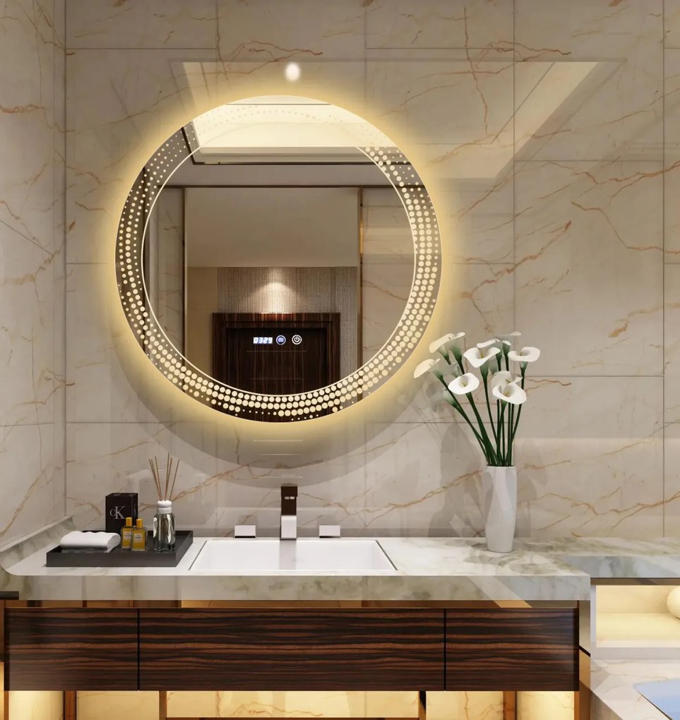 Oglindă Baie LED și Dezaburire Elit's Premium cu Senzor Touch, Lumina Rece, Caldă și Neutră, 70 cm 175