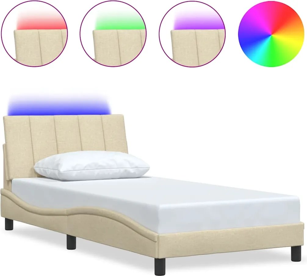 vidaXL Cadru de pat fără saltea, Hanko, crem, 100x200 cm, textil