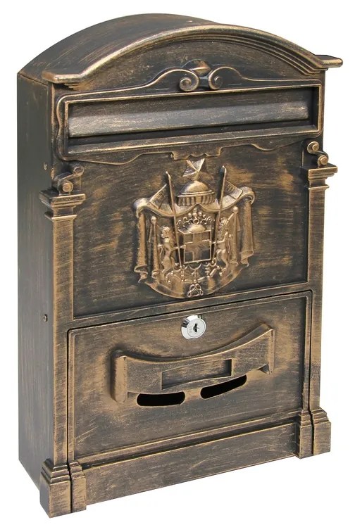 Cutie poștală din oțel cu aluminiu Vintage, aurie