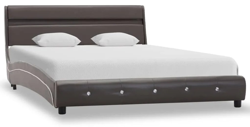 280339 vidaXL Cadru de pat cu LED, gri, 140 x 200 cm, piele artificială