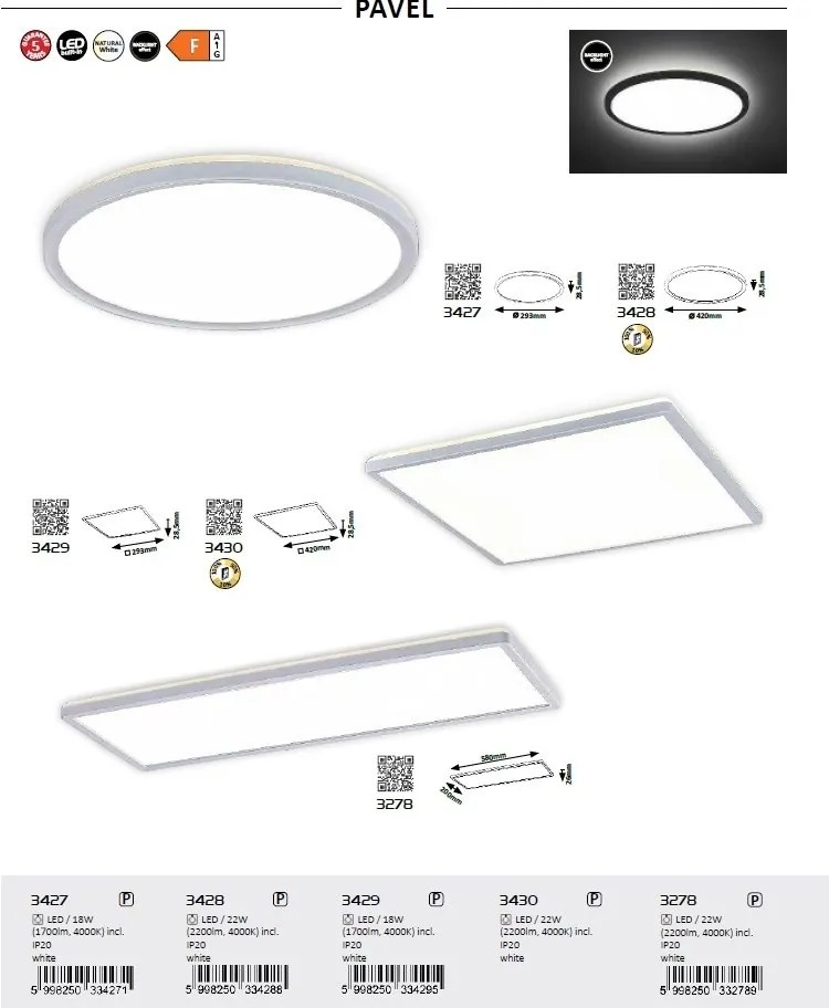 Plafoniera LED design modern Pavel alb