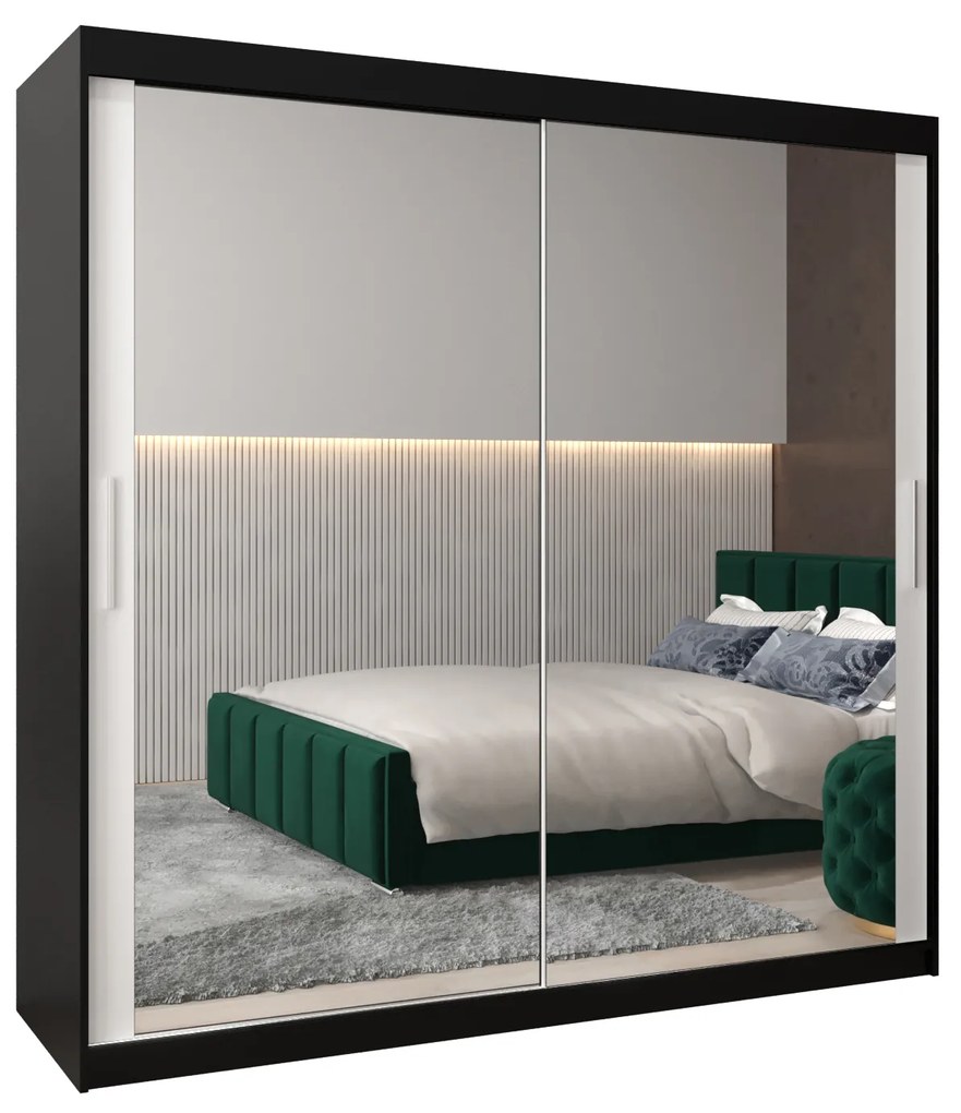 Dulap de haine 200 cm Toki 3 (negru mat + alb mat). 1065101