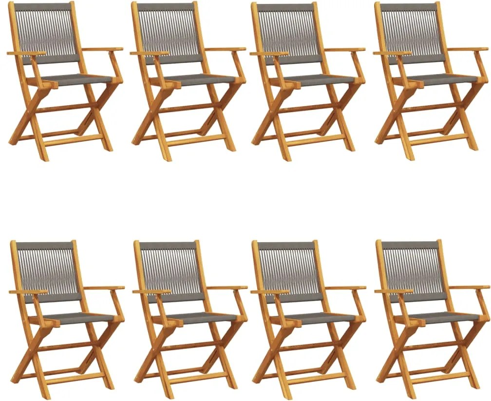 vidaXL Scaune de grădină pliabile, 8 buc., gri, lemn masiv acacia