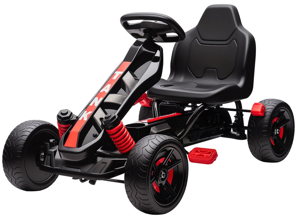 AIYAPLAY Kart cu Pedale pentru Copii, karting pentru copii 3-6 ani cu ambreiaj automat, frână, roți EVA antiderapante, roșu | Aosom Romania