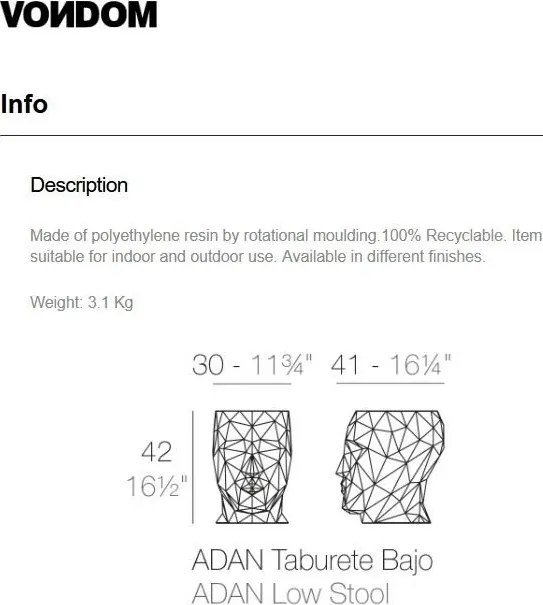 Taburete exterior/interior design decorativ ADAN STOOL, lucios