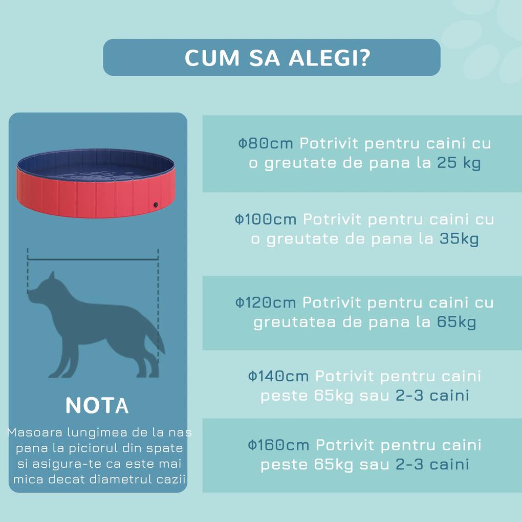 PawHut Piscină Pliabilă pentru Câinele Tău, PVC Durabil, Roșie, 140x30cm | Aosom Romania