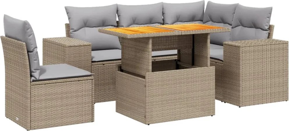 vidaXL Set canapele de grădină cu perne, 6 piese, bej, poliratan