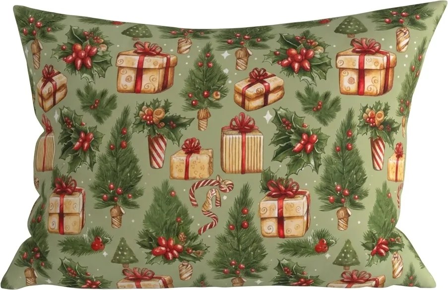 Fata de perna din microfibra CHRISTMAS PRESENTS 50x70 cm, verde