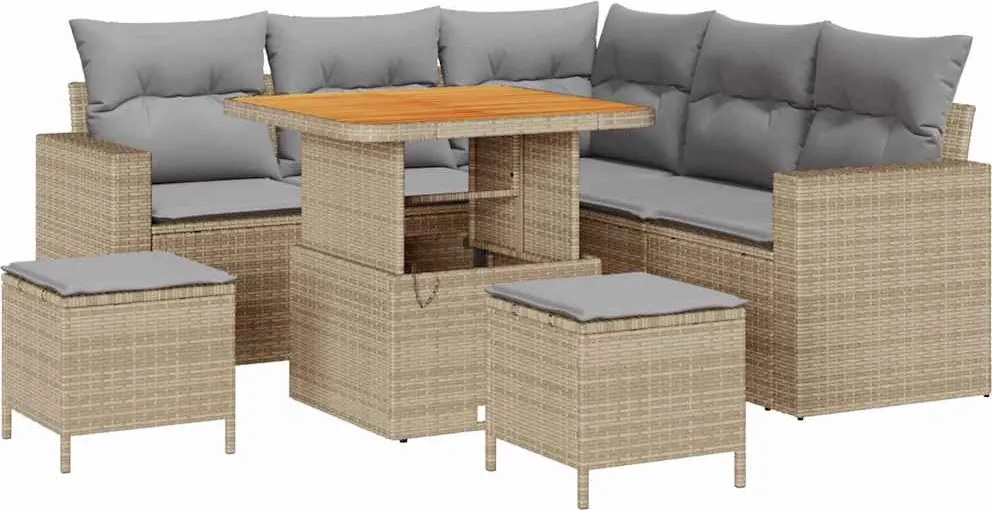 vidaXL Set de canapele pentru grădină 9 pcs Beige și gri deschis