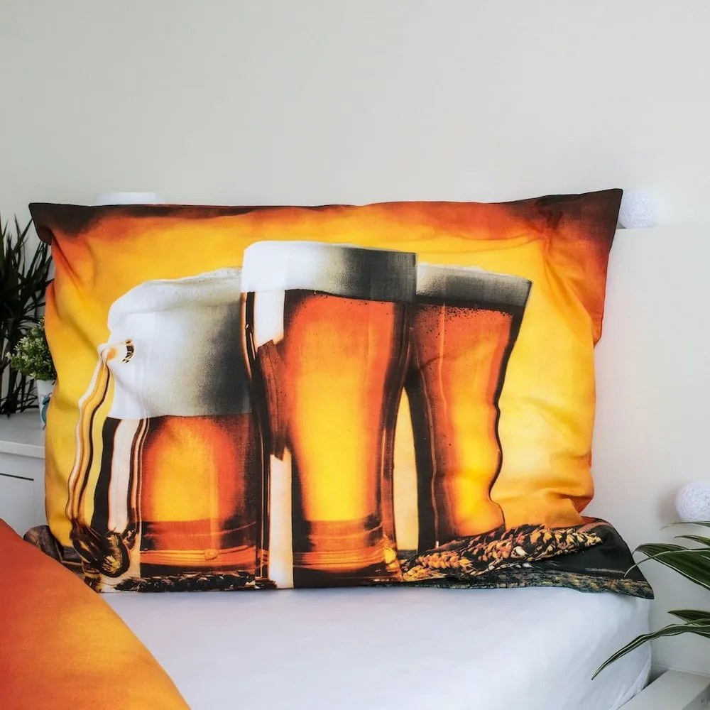 Lenjerie de pat chihlimbar din bumbac pentru pat de o persoană 140x200 cm Beer – Jerry Fabrics