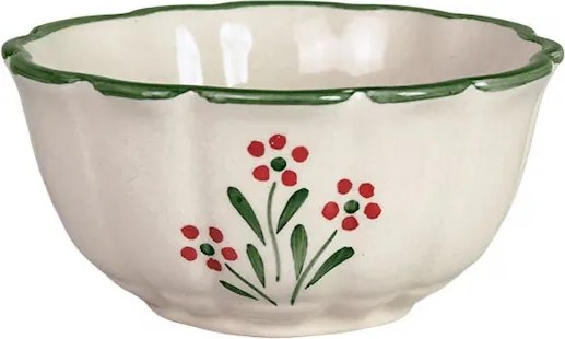 Bol mic din ceramică pictată manual, Ø 13 x H 6,5 cm, verde, „Esther Wildflower"