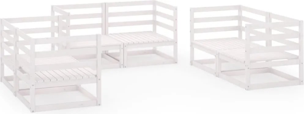 vidaXL Set mobilier de grădină, 6 piese, alb, lemn masiv de pin