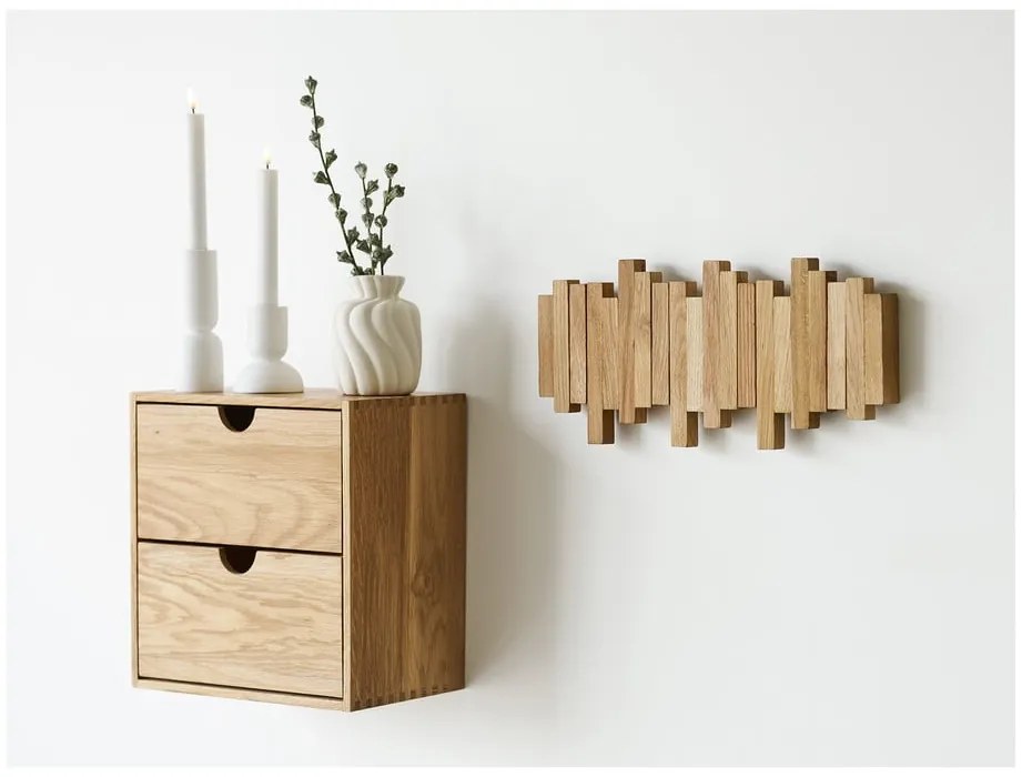 Cuier de perete în culoare naturală din lemn de stejar 3 cm Caltra – House Nordic