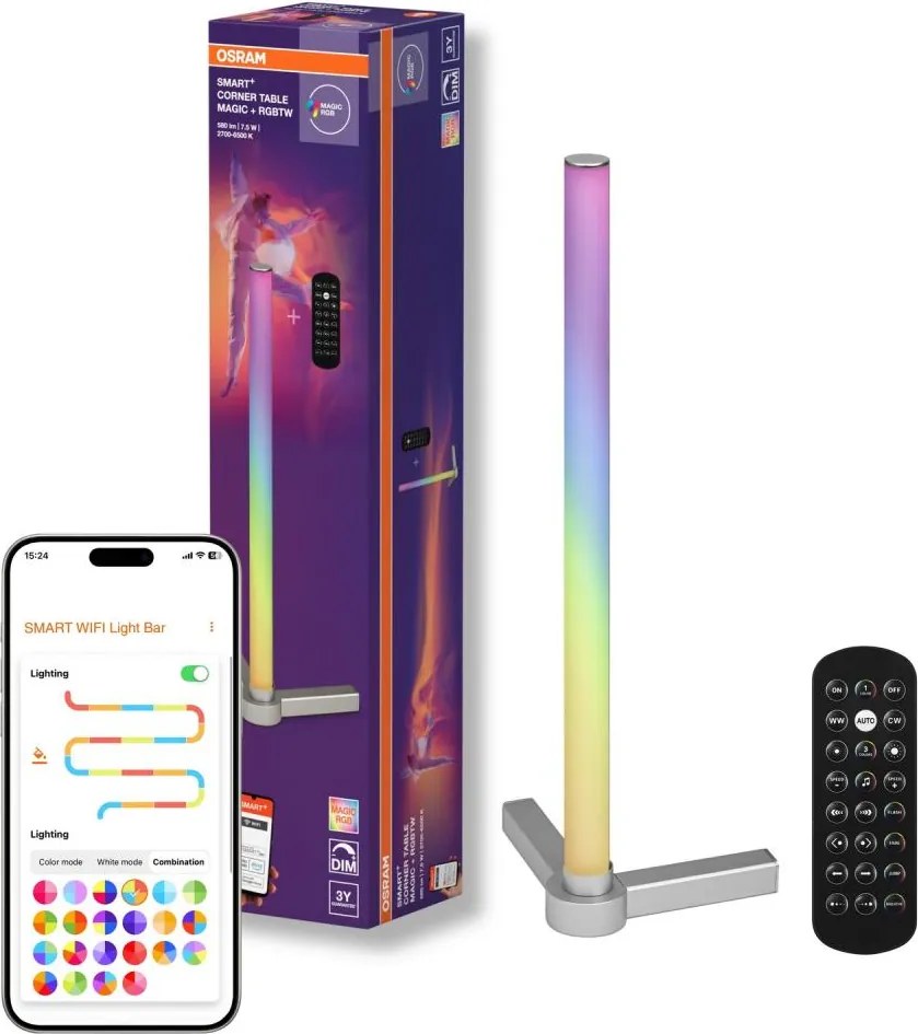 Osram - Lampă de birou LED RGBW reglabilă SMART+ MAGIC LED/7,5W/230V argintie Wi‑Fi + telecomandă