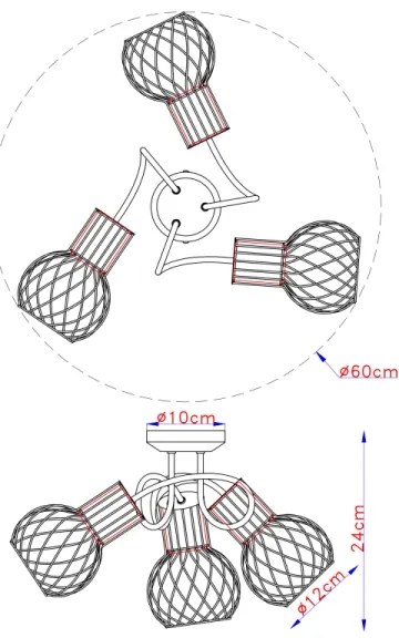 Globo 54013-3 - Lustră aplicată ARGUSTO 3xE27/40W/230V