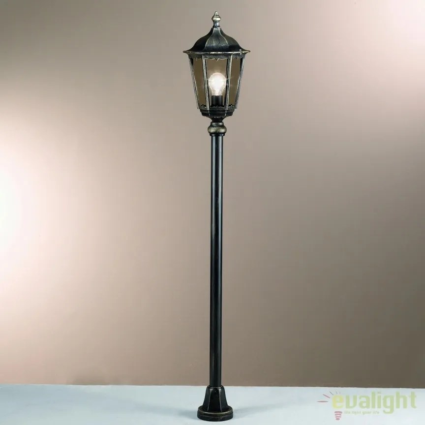 Stalp iluminat exterior stil clasic IP43 H140 Puchberg AL 11K/82576 schwarz-gold/rauch OR