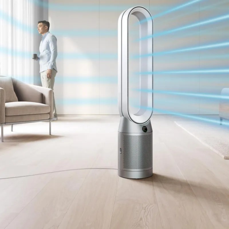 Purificator de aer Dyson Purifier Cool PC1 544901-01, 50 W, 30 m², 287 l/s, 10 viteze, Air Multiplier™, Wi-Fi, Bluetooth, Oscilare, Alb/Argintiu