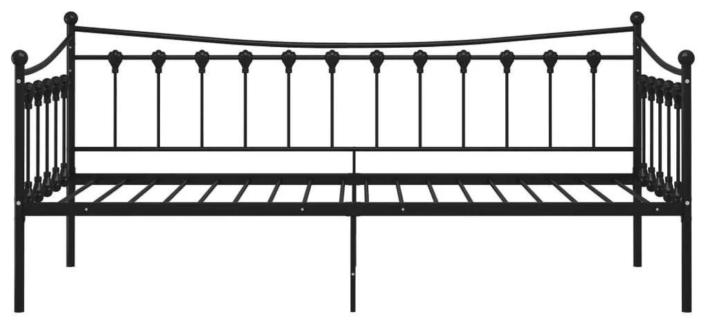 Cadru de pat canapea, negru, 90x200 cm, metal Negru