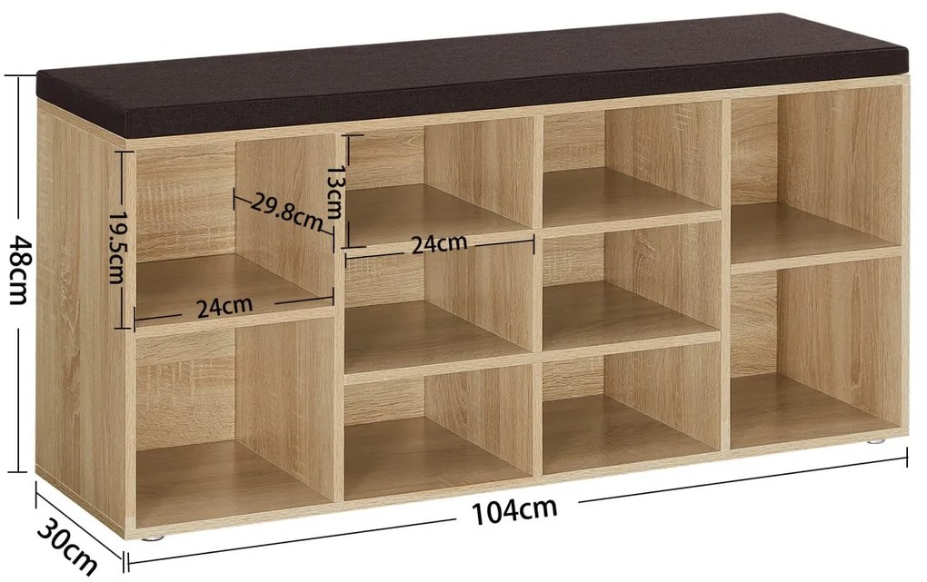 Pantofar cu bancuta si sezut maro WESO SONOMA 104x30x48 cm