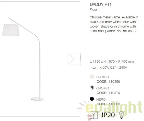 Lampadar, lampa de podea DADDY PT1 BIANCO 110356