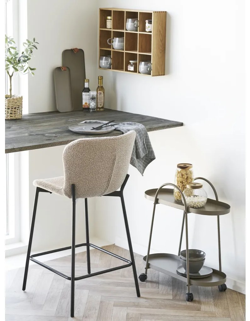 Taburet de bar Maceda, tumbler, bej, picioare negre