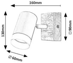 Aplica de perete lemn stil nordic cu 1 spot Toras
