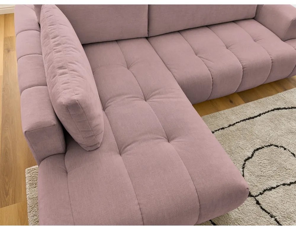 Colțar roz extensibil/cu spațiu de depozitare (cu colț pe partea stângă/în formă de ”L”) Fuji – Bobochic Paris