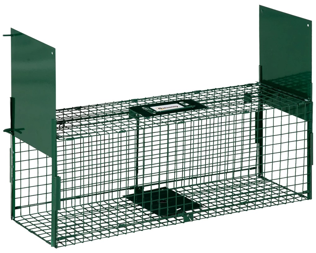 Outsunny Cusca Capcana pentru Animale Vii Mici cu Usa Dubla si Maner , 60x18x20cm, Verde Inchis | Aosom Romania